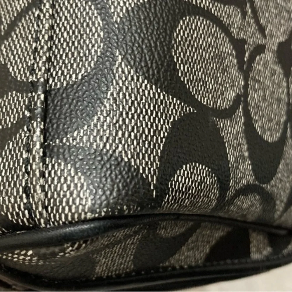Coach black gray legacy striped signature clutch bag